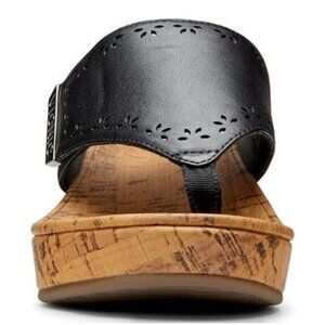 Vionic Anitra Platform Wedge Sandal in Black Leather